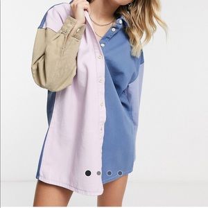 Never worn color block denim shirt/dress